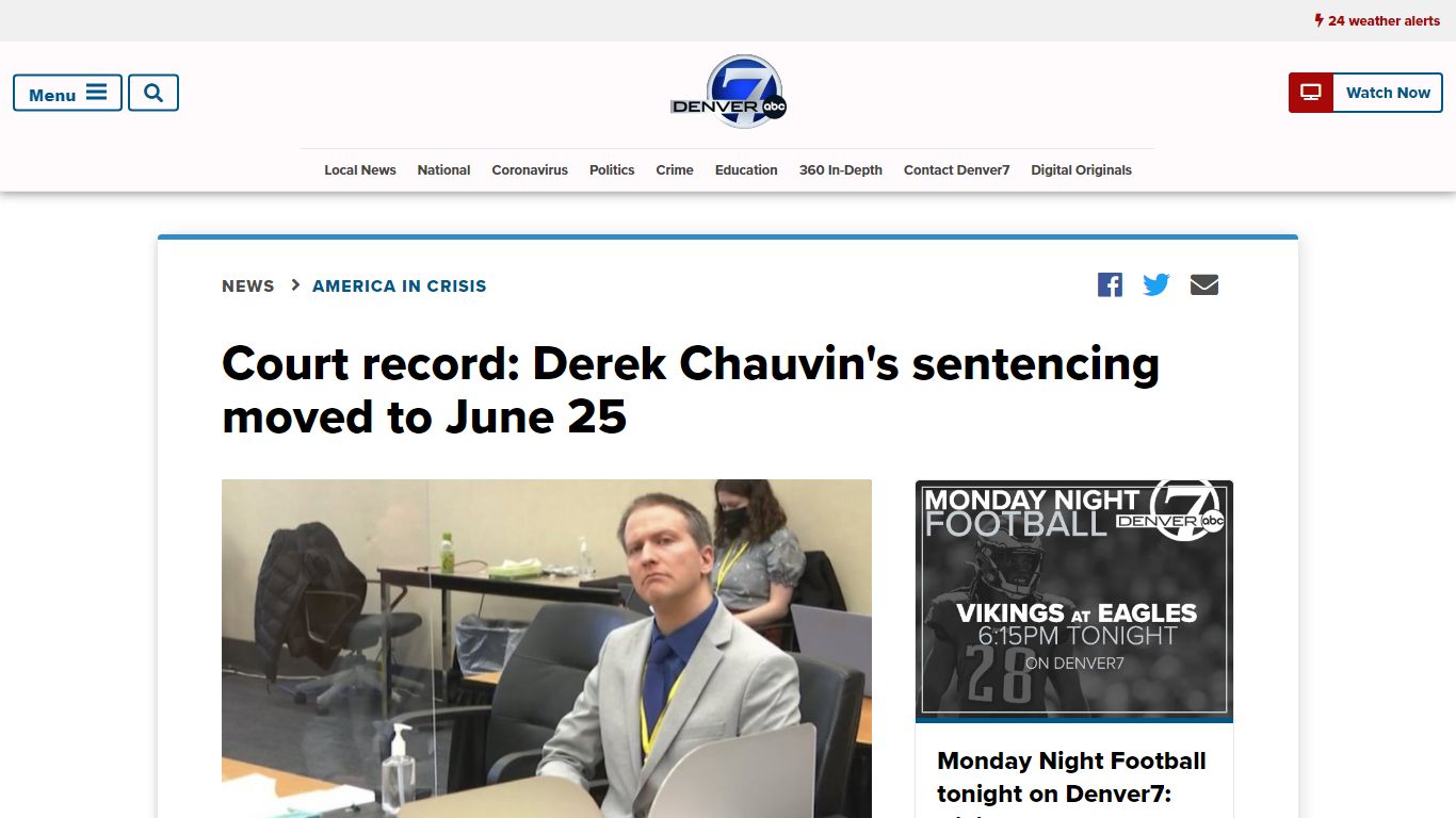 Court record: Derek Chauvin's sentencing moved to June 25 - KMGH